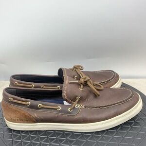 Cole Haan Shoes Men Size 11.5 Boat Sneakers Brown Leather Moc Loafers Slip On